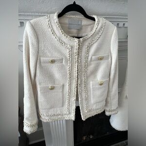 Rebecca Vallance Ivory Tweed Jacket size US 6 AU 10